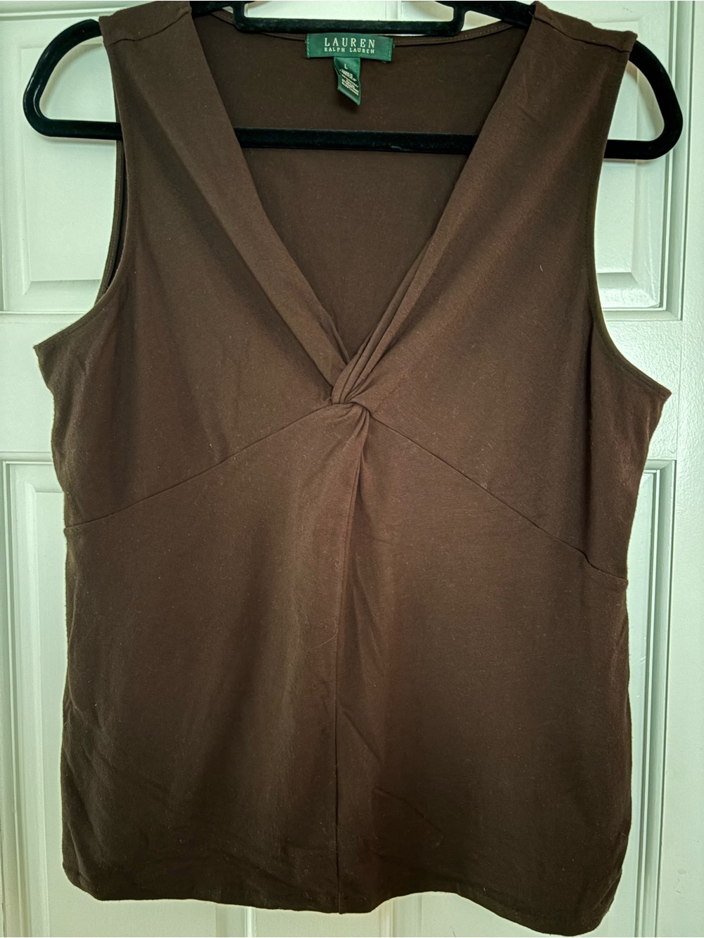 Ralph Lauren Brown Twist-Front V-Neck Tank Top